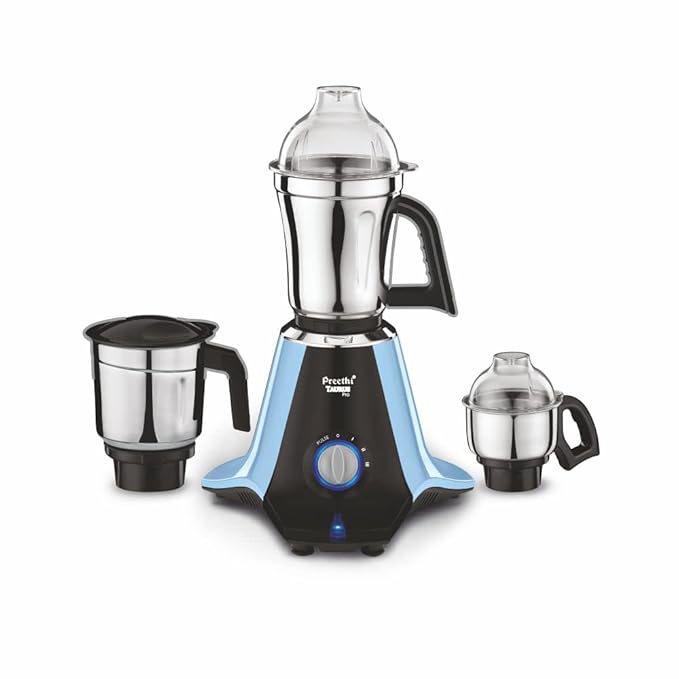Preethi Taurus Pro Mixer Grinder for Kitchen, 3 Jars 1000 Watt Mixie, Dry and Wet Grinder Jar, 2 Year Warranty, Blue-Black, (Mg-259) Plastic